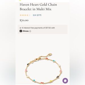 NWT: Kendra Scott Haven Heart Gold Bracelet with Multi-Color Accents Giftable